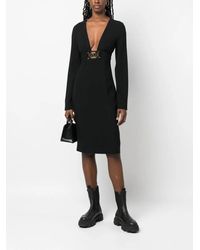 Moschino Logo-print Long-sleeve Dress in Black | Lyst