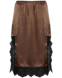 Munthe - Chloa Lace-Trim Midi Skirt - Lyst