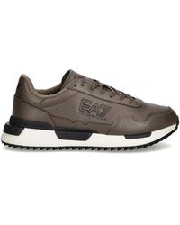 EA7 - Logo-Print Pebbled Sneakers - Lyst