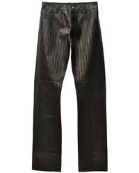 Versace - Leren Broek Met Reliëf - Lyst