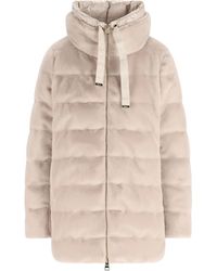 Herno - Faux Fur High Neck Down Jacket - Lyst