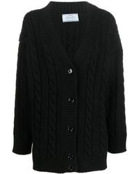 Prada - Cardigan En Maille Torsadée À Col V - Lyst