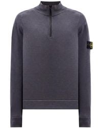 Stone Island - Pull À Patch Logo Et Zip Partiel - Lyst
