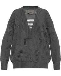 Akep - Pointelle-Knit V-Neck Sweater - Lyst
