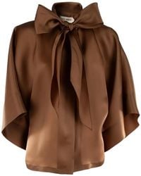 Alberta Ferretti - Pussy-Bow Batwing-Sleeve Blouse - Lyst