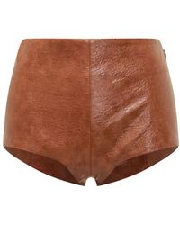 ANDAMANE - Faux-Leather Zip-Fastening Shorts - Lyst