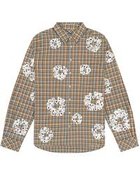 DENIM TEARS - Camisa A Cuadros Con Detalle De Corona De Flores - Lyst