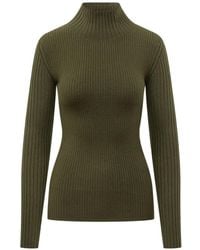 Victoria Beckham - Ribbed-Knit High-Neck Sweater - Lyst