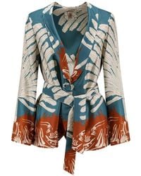 BYE Firenze - Palma Leaf-Print Belted Blazer - Lyst