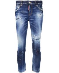 DSquared² - Distressed Skinny-fit Cropped Jeans - Lyst