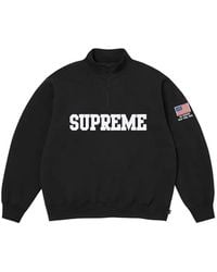 Supreme - Flag-Detail Half-Zip Sweatshirt - Lyst