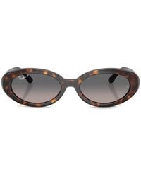 Ray-Ban - Tortoiseshell-Effect Oval-Frame Sunglasses - Lyst