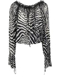 Blumarine - Long-Sleeve Animal-Print Blouse - Lyst