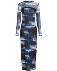 KARL LAGERFELD - Glitch-Print Mesh Dress - Lyst
