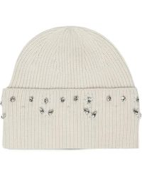 Emme - Crystal-Embellished Ribbed Beanie Hat - Lyst