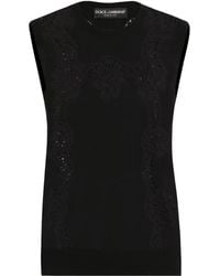 Dolce & Gabbana - Lace-Panel Sleeveless Top - Lyst