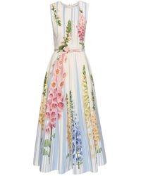 Oscar de la Renta - Foxglove Trompe L'Oeil Dress - Lyst