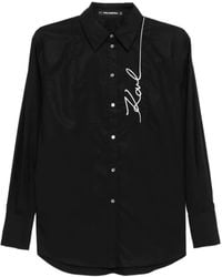 KARL LAGERFELD - Signature-Embroidered Poplin Shirt - Lyst