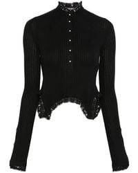 Ann Demeulemeester - Lace-Trim Ribbed Top - Lyst