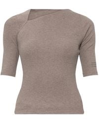 MM6 by Maison Margiela - Asymmetric-Neck Ribbed-Knit Top - Lyst