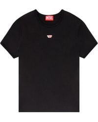 DIESEL - T-Shirt Mit Logo-Stickerei - Lyst
