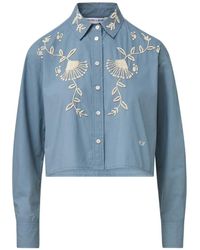 Veronica Beard - Aderes Bead-Embellished Cropped Cotton Shirt - Lyst
