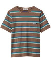 Miu Miu - Striped Cotton T-Shirt - Lyst