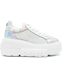 Casadei - Holographic Leather Platform Sneakers - Lyst