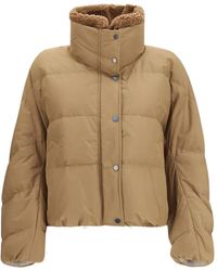 Brunello Cucinelli - Techno Cotton Taffeta Down Jacket With Detachable Shearling Insert And Monili - Lyst