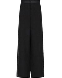 Giorgio Armani - Wide Silk Trousers With Rhinestone Detail - Lyst