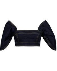 Zimmermann - Rebellion Puffed-Sleeve Denim Top - Lyst