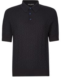 Dolce & Gabbana - Strick-Poloshirt Mit Geometrischem Muster - Lyst