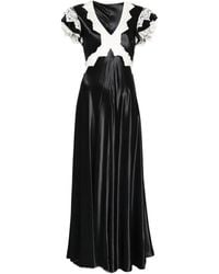 Alberta Ferretti - Lace-Trimmed V-Neck Maxi Dress - Lyst