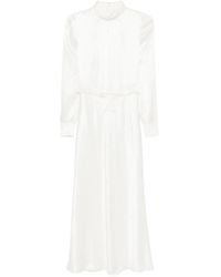 Alessandra Rich - High-Neck Ruffled Silk Midi Dress - Lyst