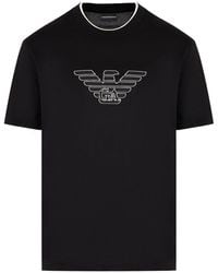 Emporio Armani - Jersey-T-Shirt mit beflocktem Logo - Lyst