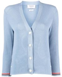 Thom Browne - Pointelle-Knit Rwb Stripe Cardigan - Lyst