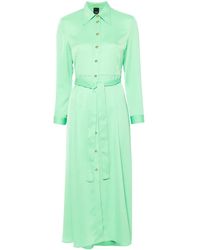 Pinko - Belted Crepe De Chine Midi Dress - Lyst