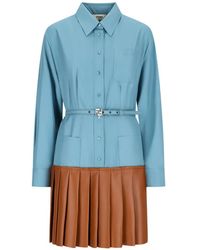 Fendi - Pleated Poplin Shirt Mini Dress - Lyst