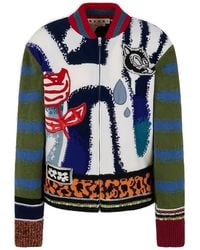Marni - Graphic-Print Zip-Up Cardigan - Lyst