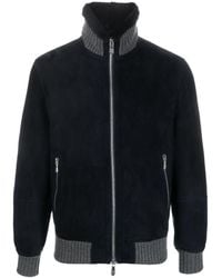 Brunello Cucinelli - Sheepskin Bomber Jacket With Wool Details - Lyst