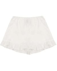 Sleeper - Ruffled-Trim Linen Shorts - Lyst