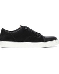 Lanvin - Men Suede Leather Captoe Low Top Sneakers - Lyst