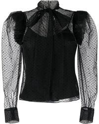 KARL LAGERFELD - Mesh Ruffle Blouse - Lyst