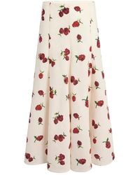 KHAITE - Lenno Floral-Print Pleated Midi Skirt - Lyst