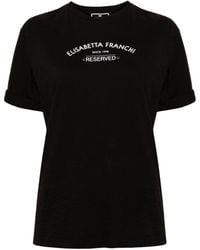 Elisabetta Franchi - | T-shirt stampa logo | female | NERO | 42 - Lyst
