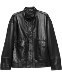 SERGIO MORETTI FIRENZE - High-Neck Leather Jacket - Lyst