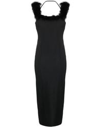 The Attico - Feather-Trim Midi Dress - Lyst