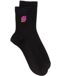 Sandro Logo Embroidered Socks - Black