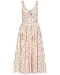 Markarian - Penelope Floral-Print Eyelet-Texture Midi Dress - Lyst