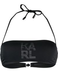 Karl Lagerfeld - Logo-print Bandeau Bikini Top - Lyst